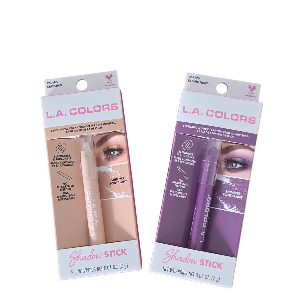 LA Colors Shimmer Eyeshadow Stick Fashionista & Cruising 0.07 oz ,2pk